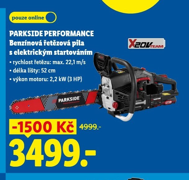PARKSIDE PERFORMANCE Benzínová řetězová pila s elektrickým startováním
