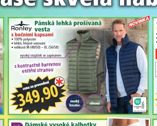 Pánská lehká prošívaná vesta