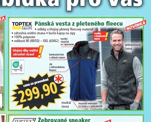 TOPTEX Pánská vesta z pleteného fleecu