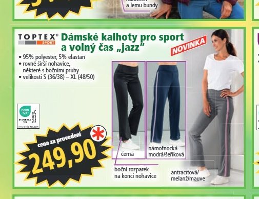TOPTEX Dámské kalhoty pro sport a volný čas „Jazz“