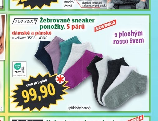 TOPTEX Žebrované sneaker ponožky
