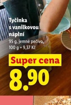 Tyčinka s vanilkovou náplní