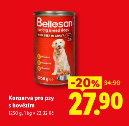 Bellosan konzerva pro psy s hovězím 1250 g