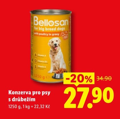 Bellosan konzerva pro psy s drůbežím 1250 g