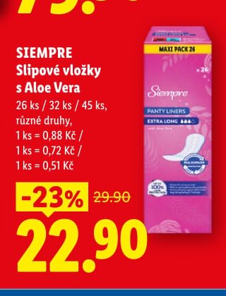 SIEMPRE Slipové vložky s Aloe Vera