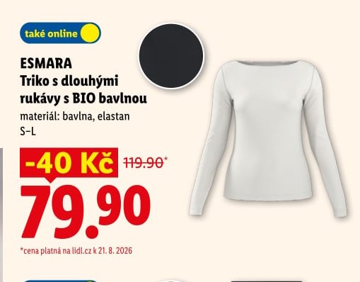 ESMARA Triko s dlouhými rukávy s BIO bavlnou