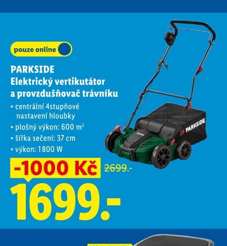 PARKSIDE Elektrický vertikutátor a provzdušňovač trávníku