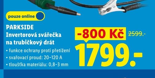 PARKSIDE Invertorová svářečka na trubičkový drát