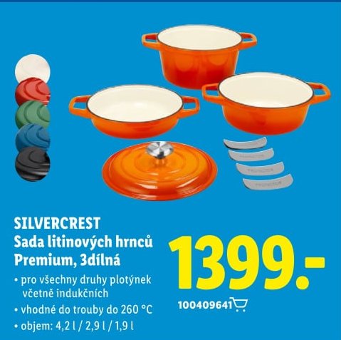 SILVERCREST Sada litinových hrnců Premium, 3dílná