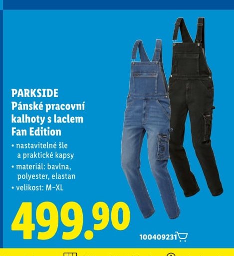 PARKSIDE Pánské pracovní kalhoty s laclem Fan Edition