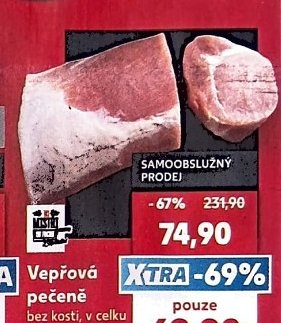 Vepřová pečeně bez kosti v celku vakuové balení cena za 1 kg