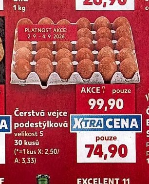 Čerstvá vejce podestýlková velikost S 30 kusů