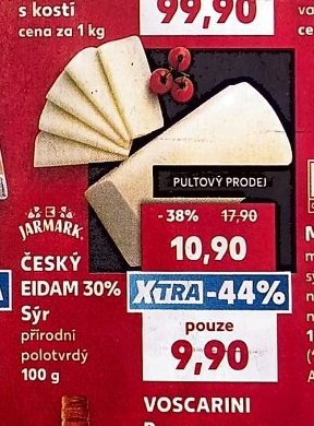 Jarmark český Eidam 30% sýr přírodní polotvrdý 100 g