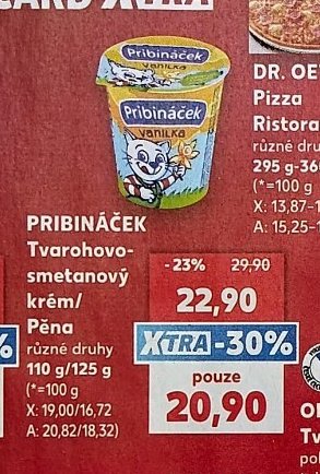 PRIBINÁČEK Tvarohovo-smetanový krém