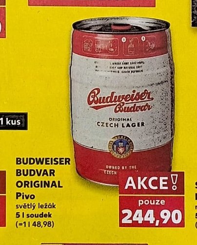 BUDWEISER BUDVAR ORIGINAL 5 l soudek