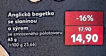 Anglická bagetka se slaninou a sýrem