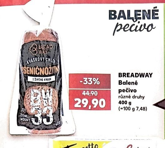 BREADWAY Balené pečivo různé druhy