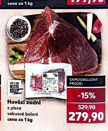 Hovězí zadní z plece vakuové balení