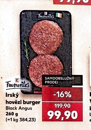 Favourites Irský hovězí burger Black Angus