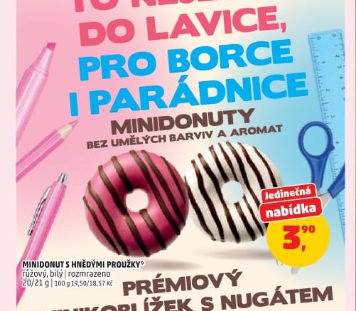 Minidonut s hnědými proužky