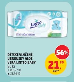 DĚTSKÉ VLHČENÉ UBROUSKY ALOE VERA LINTEO BABY