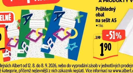 Průhledný obal na sešit A5