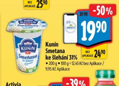 Kunín Smetana ke šlehání 31%