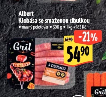 Albert Klobása se smaženou cibulkou