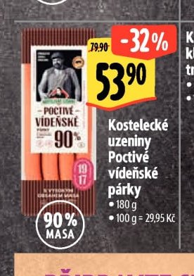 Kostelecké uzeniny Poctivé vídeňské párky