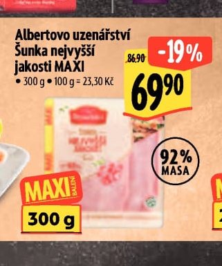 Albertovo uzenářství Šunka nejvyšší jakosti MAXI