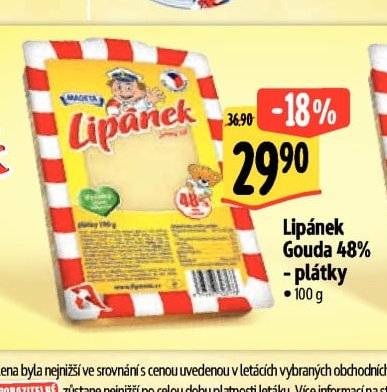 Lipánek Gouda 48% - plátky