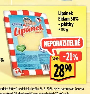 Lipánek Eidam 30% - plátky