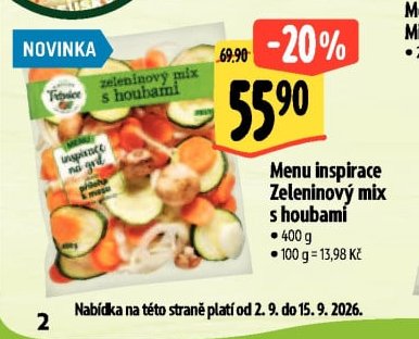 Menu inspirace Zeleninový mix s houbami