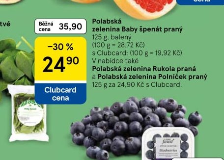 Polabská zelenina Baby špenát praný