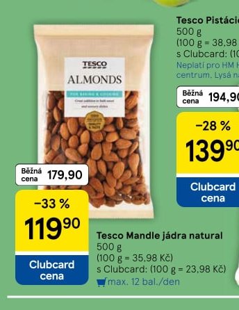 Tesco Mandle jádra natural