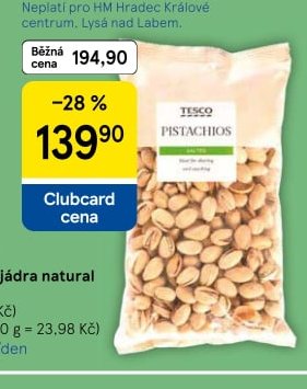 Tesco Pistácie pražené solené