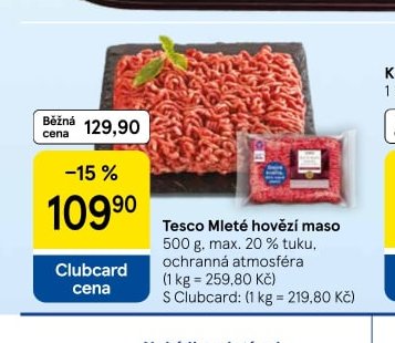 Tesco Mleté hovězí maso
