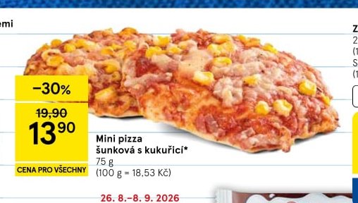 Mini pizza šunková s kukuřicí 75 g