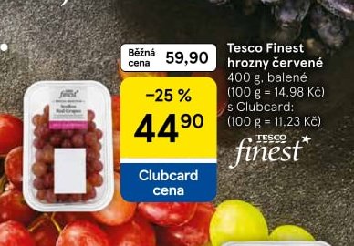 Tesco Finest hrozny červené 400 g