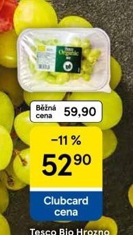 Tesco Bio Hrozno bílé bezpeckové 500 g
