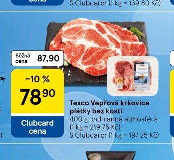 Tesco Vepřová krkovice plátky bez kosti