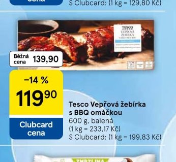 Tesco Vepřová žebírka s BBQ omáčkou