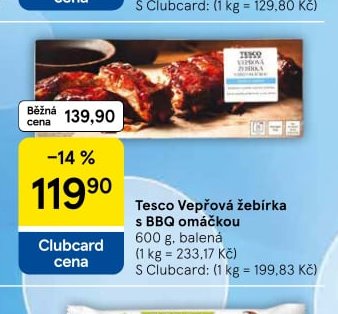 Tesco Vepřová žebírka s BBQ omáčkou