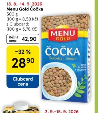 Menu Gold Čočka
