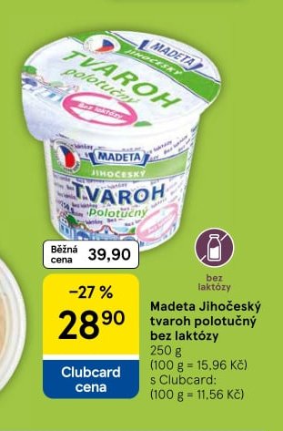 Madeta Jihočeský tvaroh polotučný bez laktózy