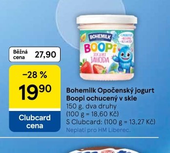 Bohemil Opočenský jogurt Boopi ochucený v skle