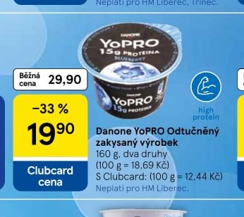 Danone YOPRO Odtučněný zakysaný výrobek