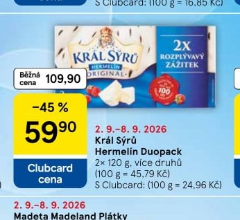 Král Sýrů Hermelín Duopack