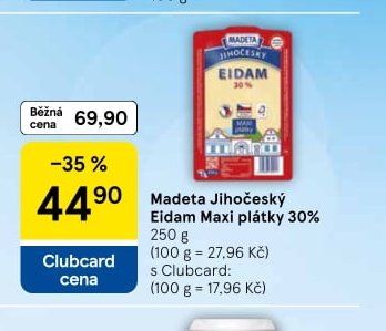 Madeta Jihočeský Eidam Maxi plátky 30%