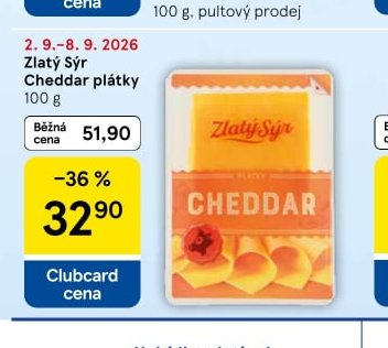 Zlatý Sýr Cheddar plátky